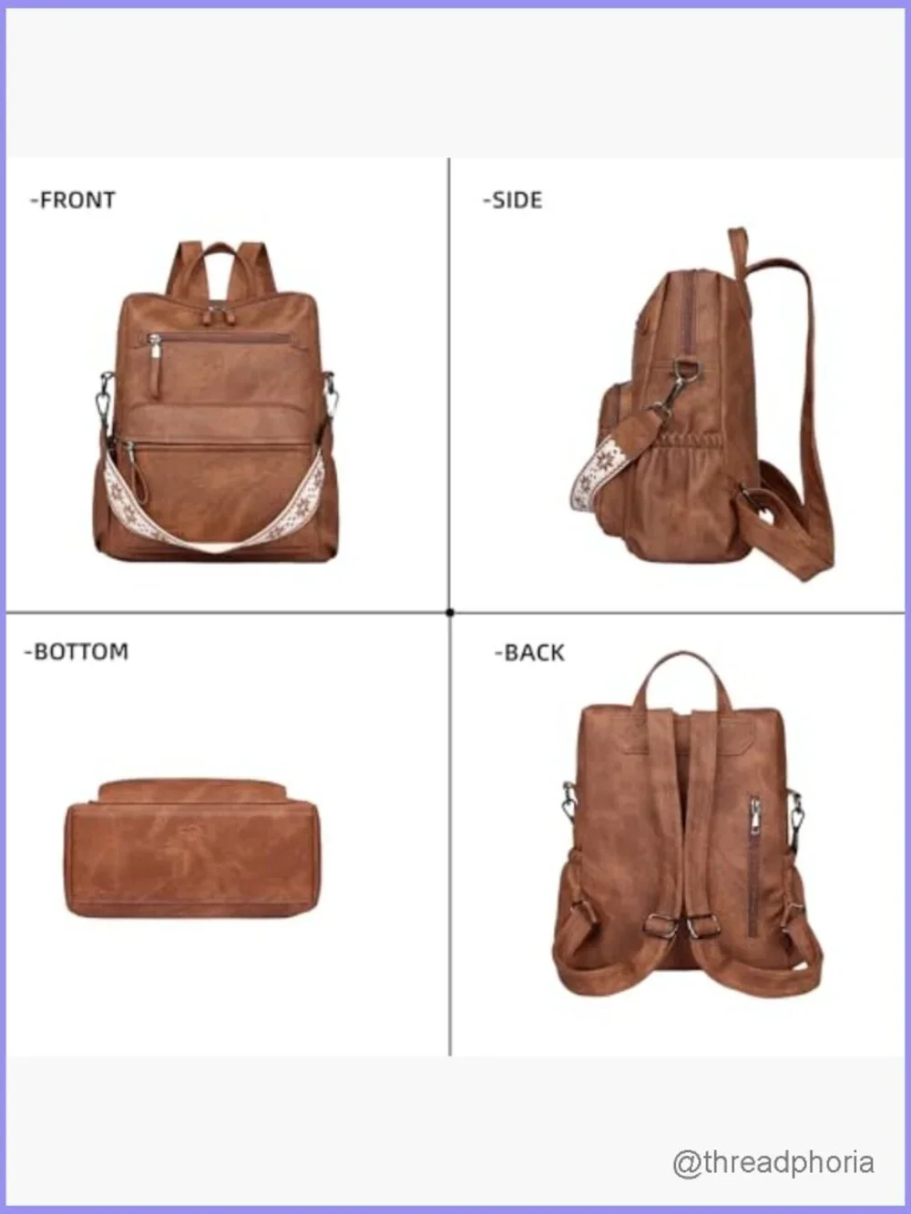 Pu Leather Convertible Backpack Purse for Women, Travel Work Laptop Bag